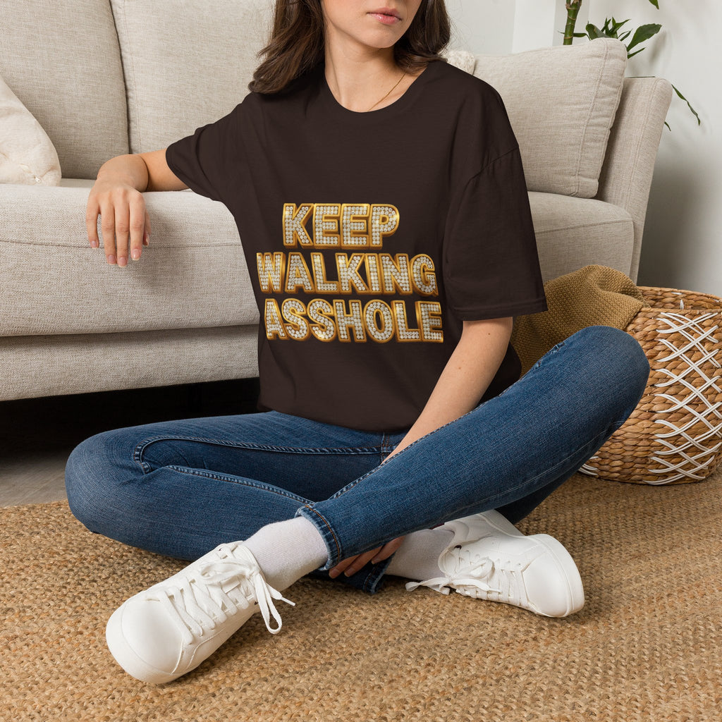 Keep Walking Asshole T-Shirt — Bold Retro Marquee Text Tee