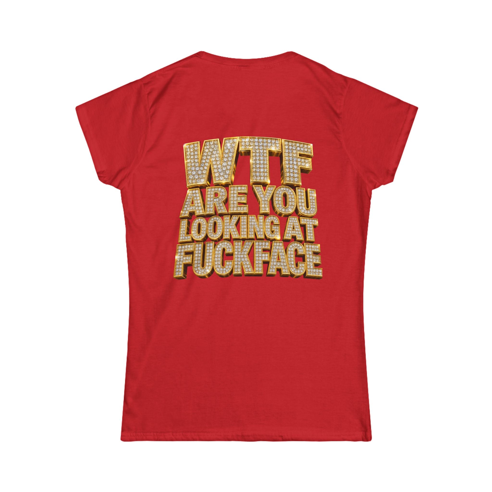 Women's Tee — 'Midgaf' Cartoon Front & Bold 'WTF Are You Looking At, Fuckface' Back