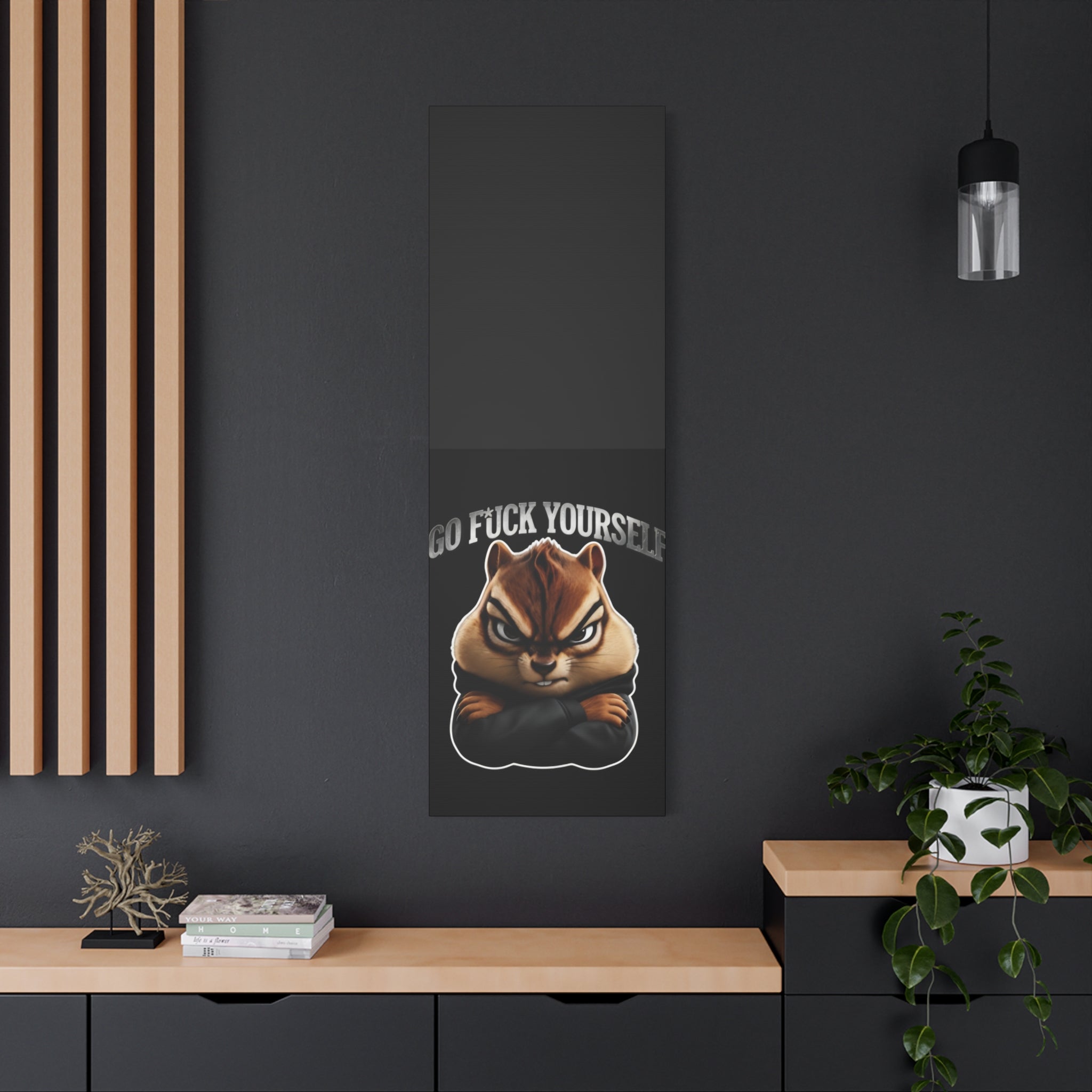 Edgy Chipmunk Canvas Print – "Go Fuck Yourself" Statement Wall Art