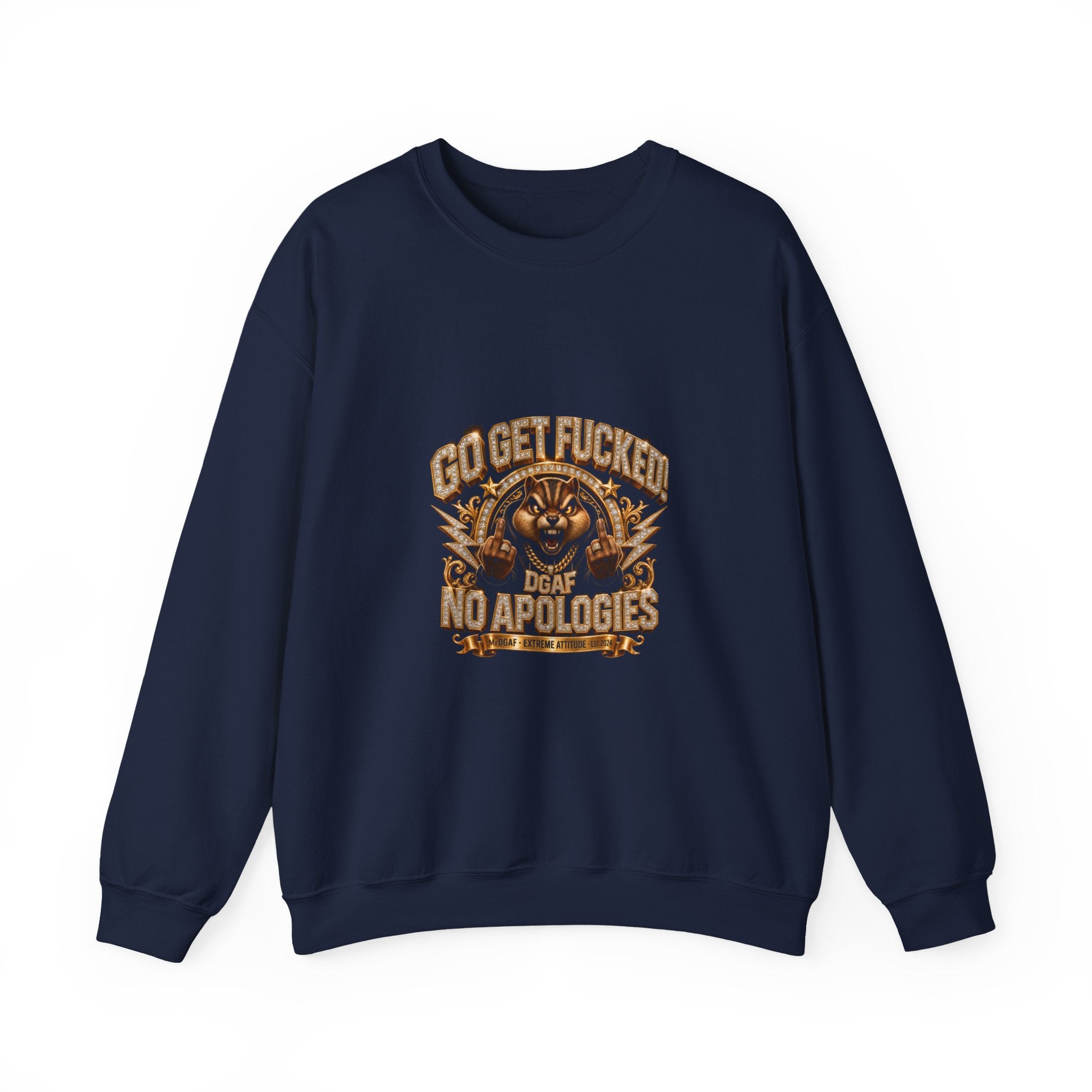 Tiger Graphic Crewneck Sweatshirt — "Go Get F***ing No Apologies"