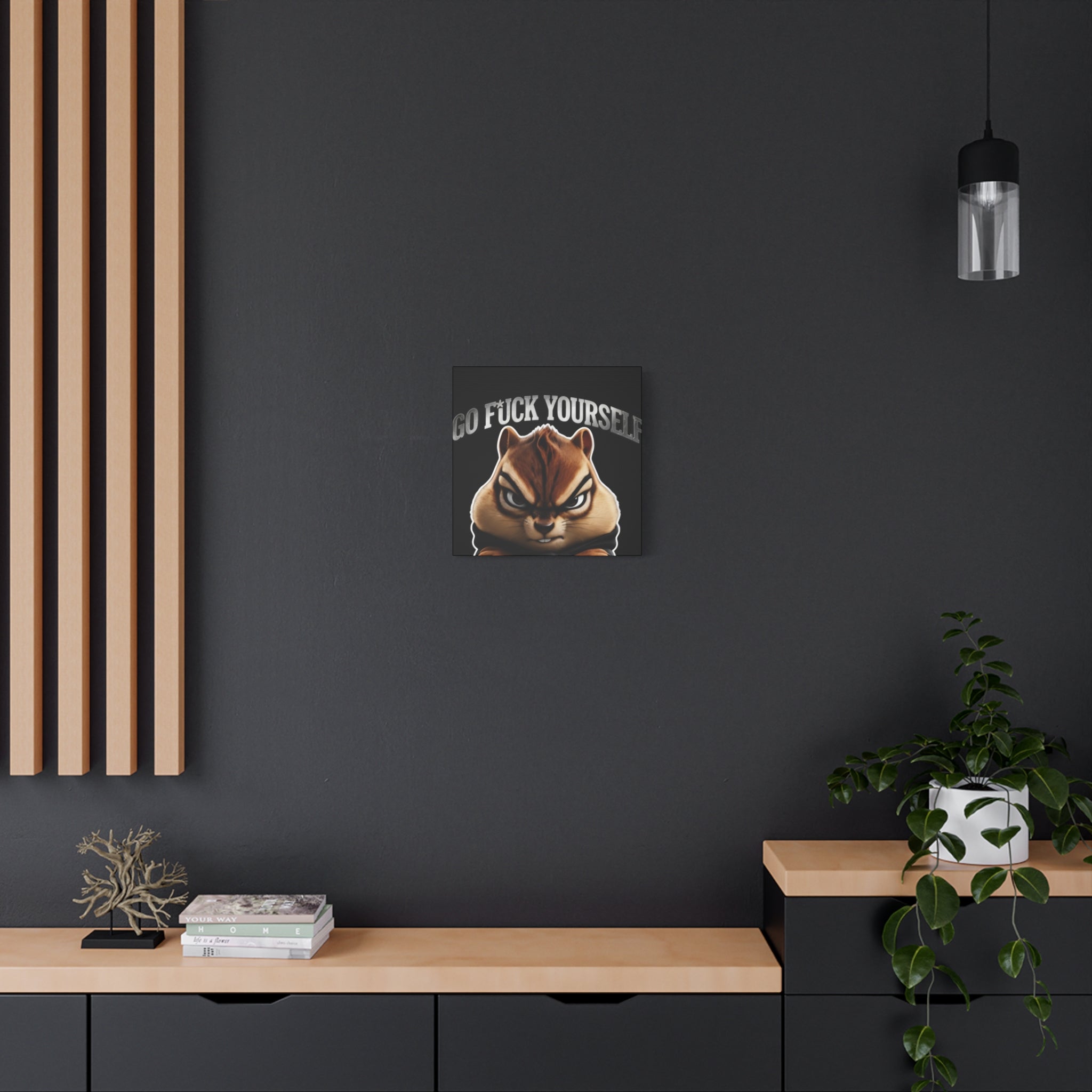 Edgy Chipmunk Canvas Print – "Go Fuck Yourself" Statement Wall Art