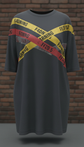 Graphic Tee With Warning Tape Print
