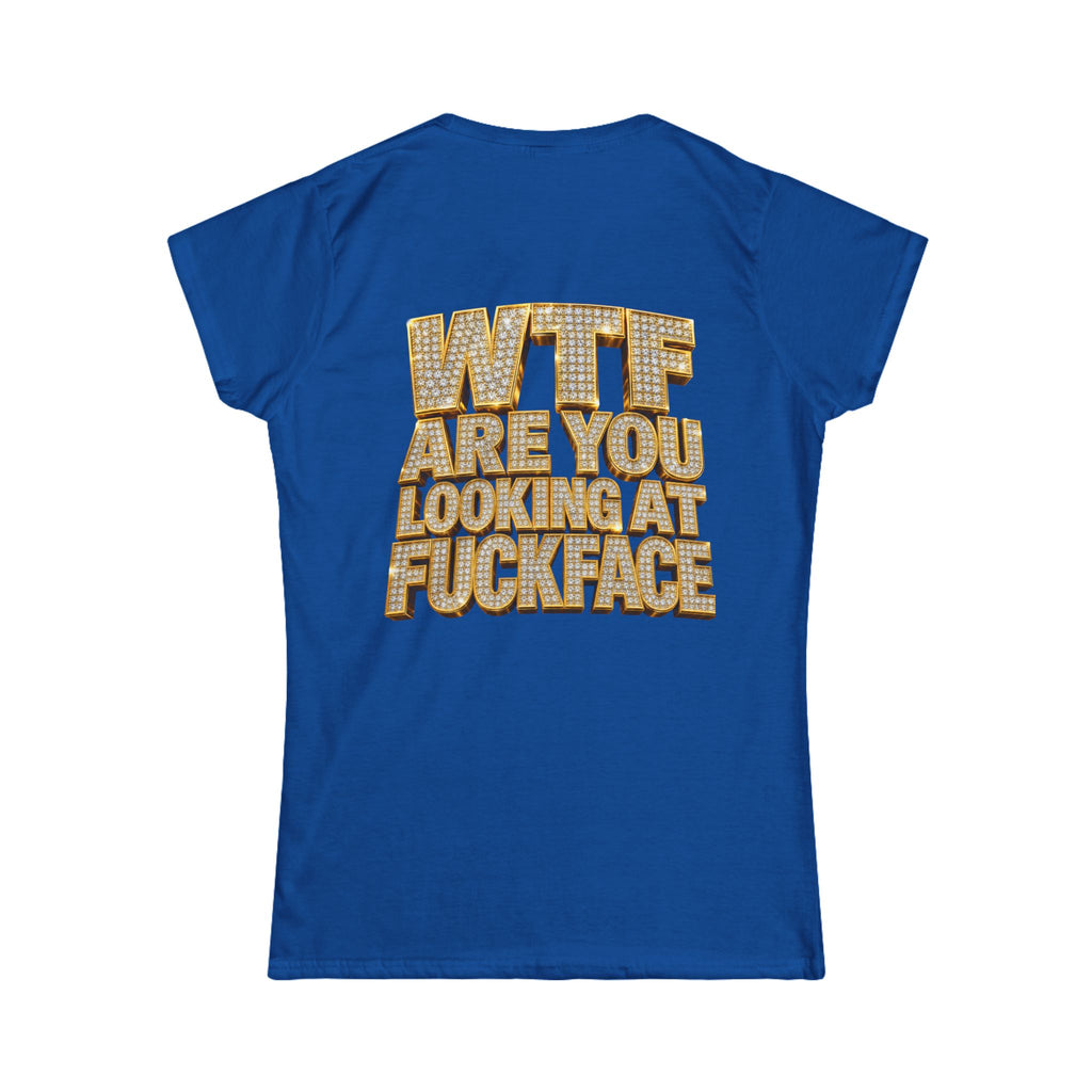 Women's Tee — 'Midgaf' Cartoon Front & Bold 'WTF Are You Looking At, Fuckface' Back